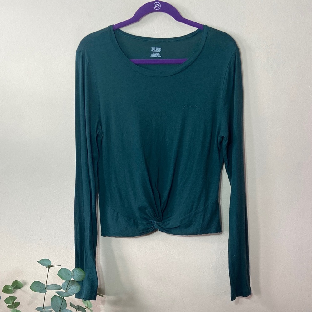 Hunter Green Victoria's Secret PINK Long sleeve Shirt women's large VS Casual